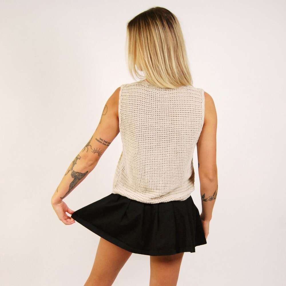 Linen Knit Tank (XL) vintage 90s beige gap top minimalist basic indie preppy - Picture 3 of 8